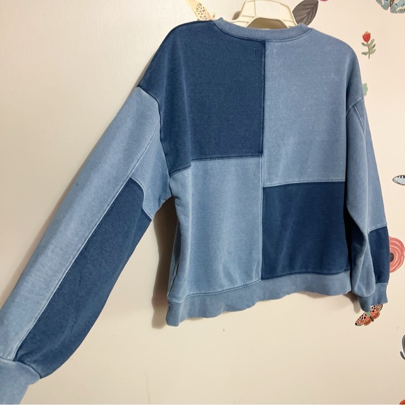 Madewell Indigo-Dyed Patchwork Sweatshirt M - Picture 4 of 10